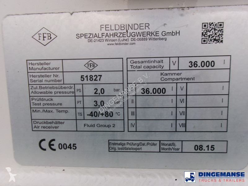 Semi reboque Feldbinder Powder tank alu 36 m3 /...