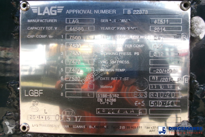 Semiremorca LAG Fuel tank alu 44.5 m3 / 6 comp...