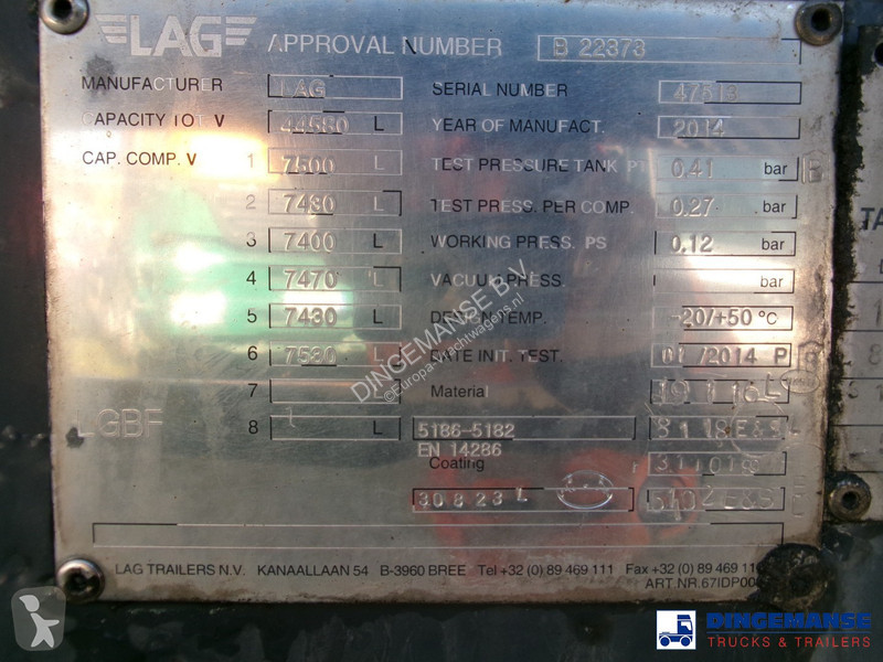 Semiremorca LAG Fuel tank alu 44.5 m3 / 6 comp...
