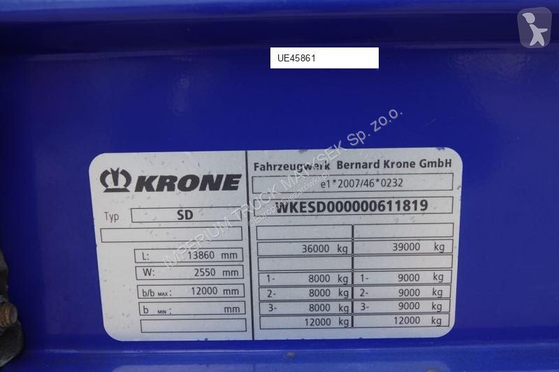 Semirimorchio Krone FIRANKA / STANDARD / OŚ...