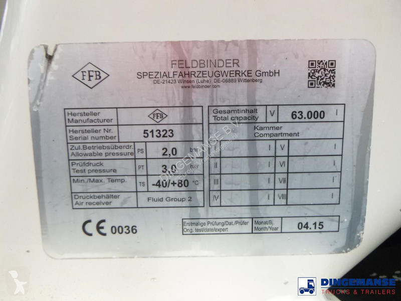 نصف مقطورة Feldbinder Powder tank alu 63 m3...