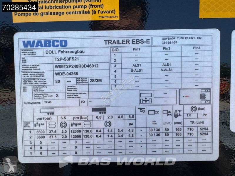 Semiremorca Doll T2P-S3FS21 2 axles NEW Pendle...