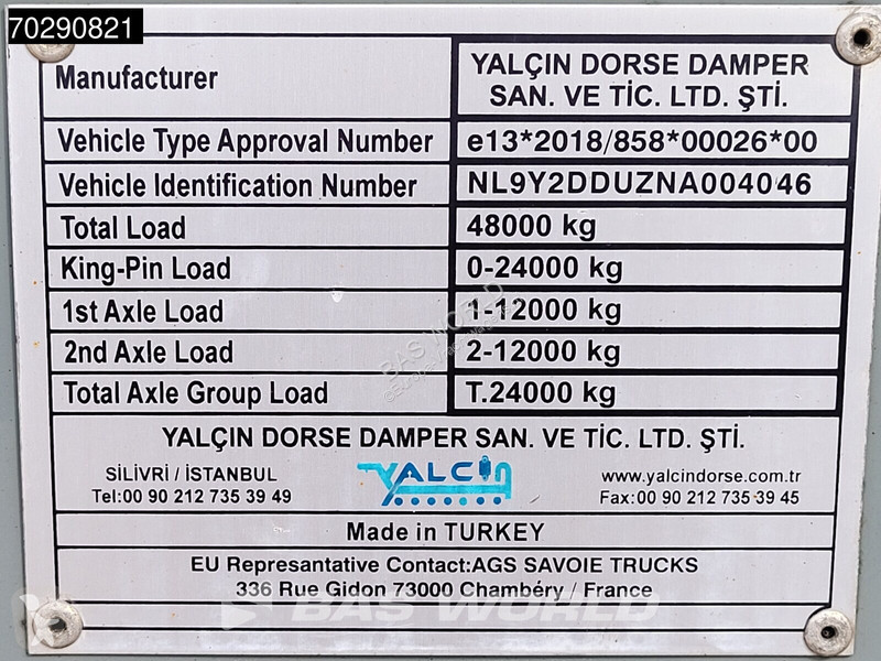 نصف مقطورة Yalcin 2DDUZ Extendable 650cm