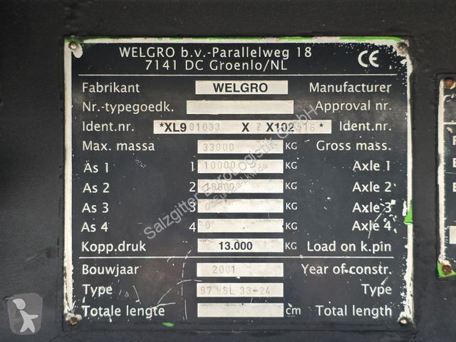 Semitrailer  Welgro 97WSL33-24 / 50m3 / 8 Kammern