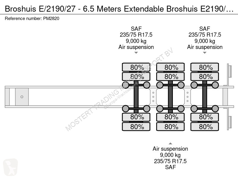 Semirimorchio Broshuis E/2190/27 - 6.5 Meters...