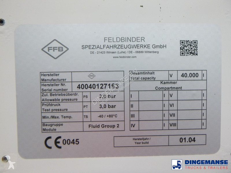 Feldbinder Powder tank alu 40 m3 / 1 comp...