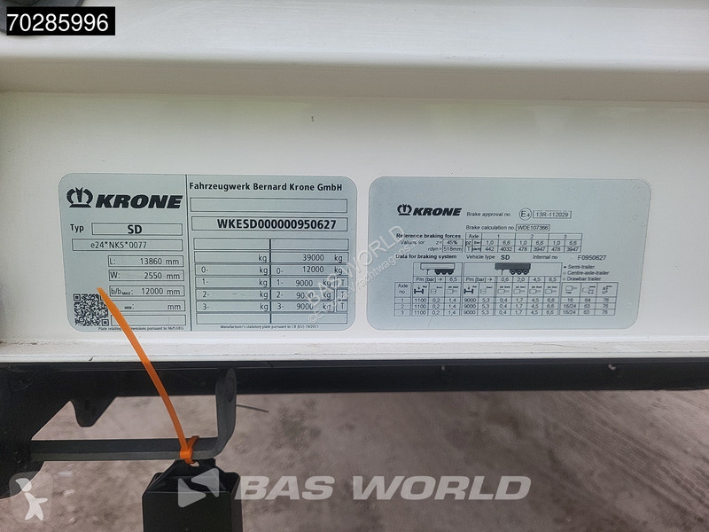 Krone Hardwood Lift Axle semi-trailer