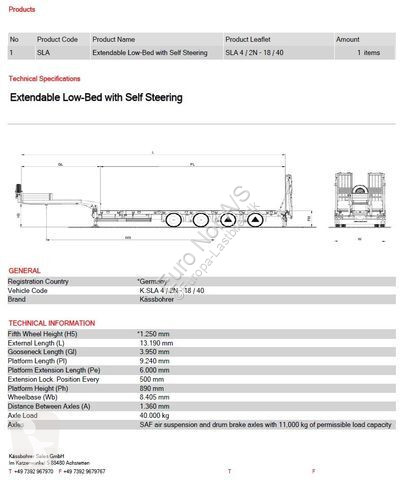 Semirimorchio Kässbohrer 4 axle Extendable...
