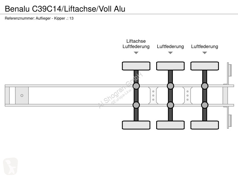 نصف مقطورة Benalu C39C14/Liftachse/Voll Alu