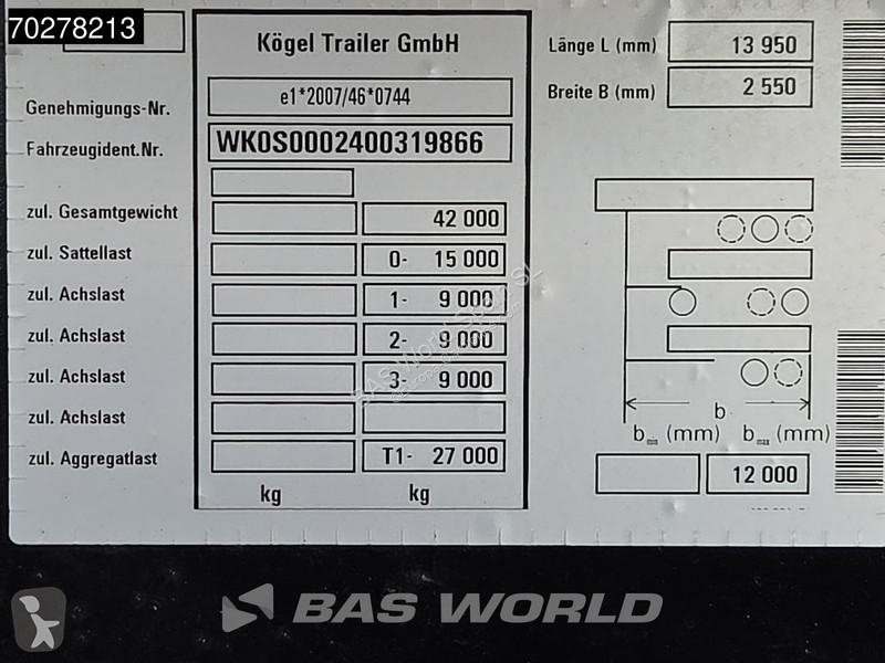 نصف مقطورة Kögel S24-1 NUEVO! Eje Elevador...