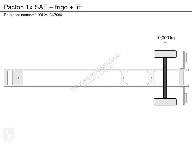 Semitrailer Pacton 1x SAF + frigo + lift
