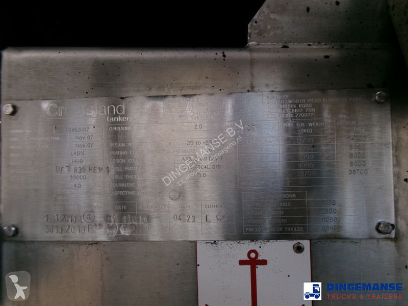 Semiremorca Crossland Bitumen tank inox 33 m3 /...