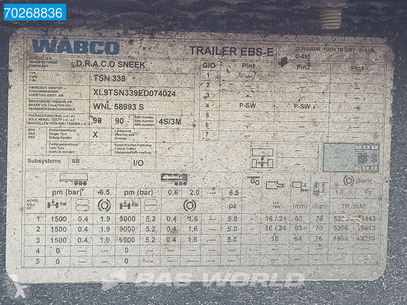 Oplegger Draco TSN 339 3 axles LZV Tailgate...