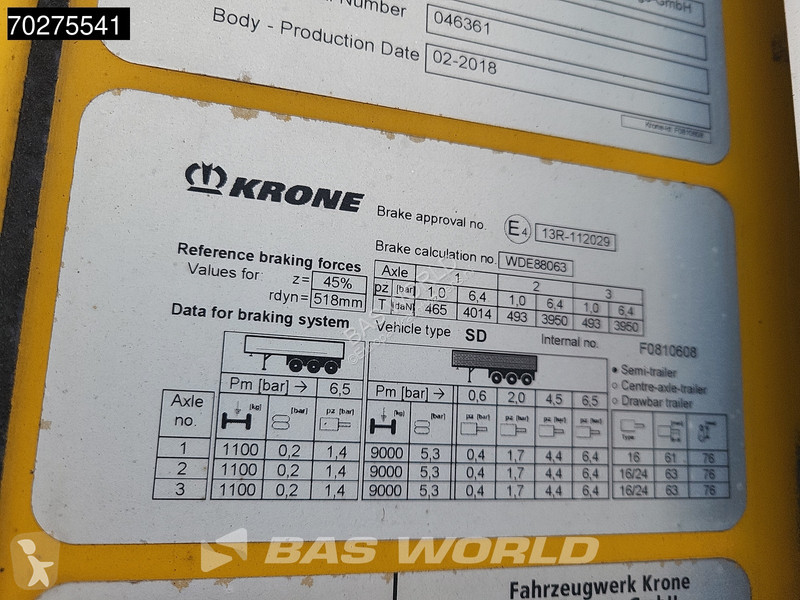 Semi reboque Krone 3 axles Doppelstock Tailgate...