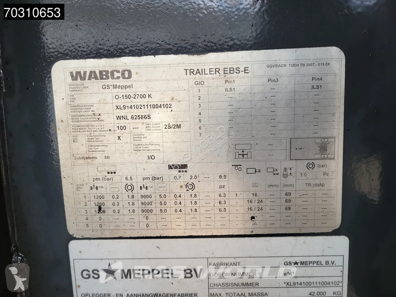 نصف مقطورة GS Meppel TUV 09/26 Lifting Axle 31m3
