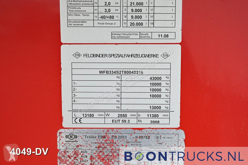 Semi remorque Feldbinder EUT 59.3 SILO | 59 M3...