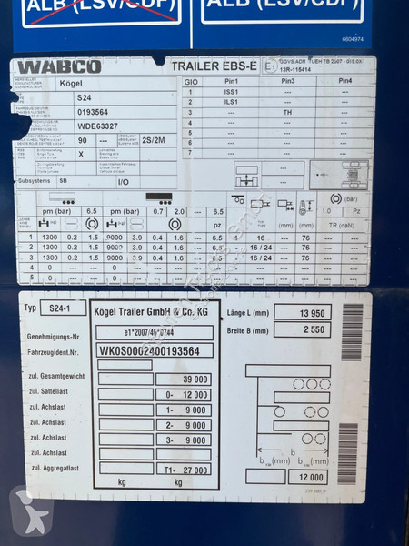 Semi remorque Kögel SN 24-1 *MEGA, *Tautliner,...