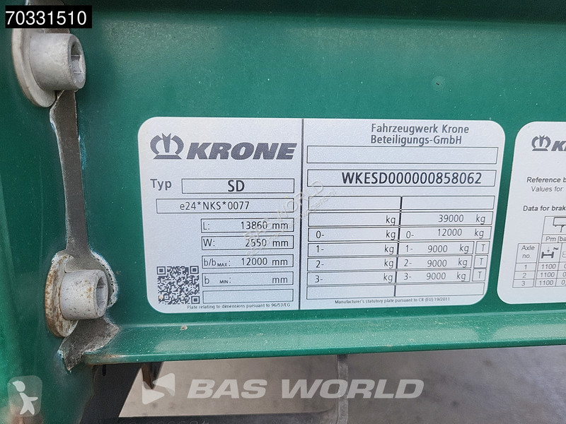 نصف مقطورة Krone Tailgate Lift Axle Palletbox