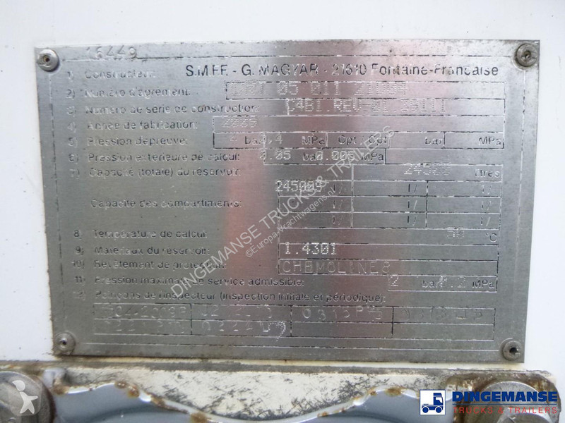 Félpótkocsi Magyar Chemical ACID tank inox 24.5...