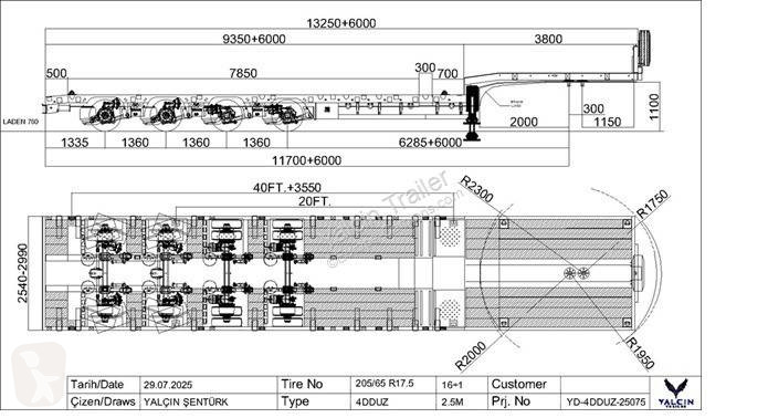 Трал Yalcin PTE ENGIN 4 ESSIEUX EXTENSIBLE...