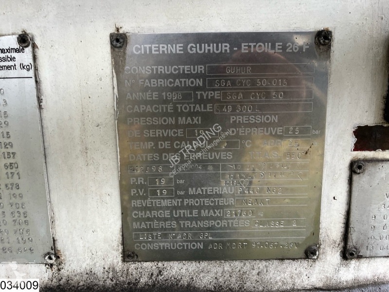 Semi reboque Guhur Gas 49300 liter, LPG GPL...