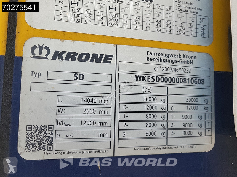 Semi reboque Krone 3 axles Doppelstock Tailgate...