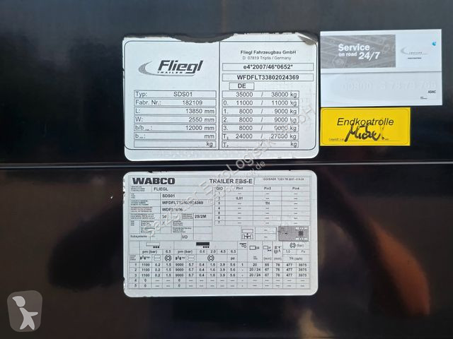 Semitrailer Fliegl SDS01 / Hubdach / EDSCHA /...