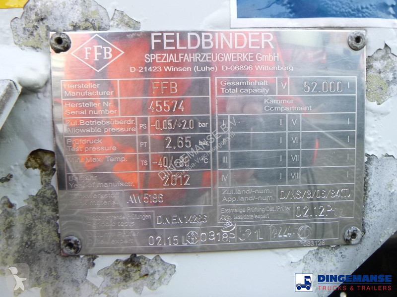 نصف مقطورة Feldbinder Powder tank alu 52 m3...