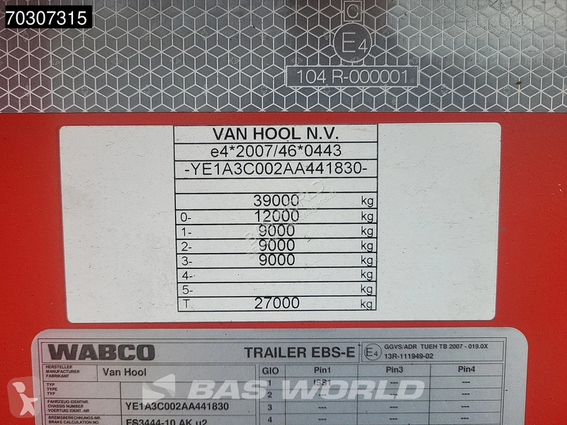 نصف مقطورة Van Hool S/00417 20Ft