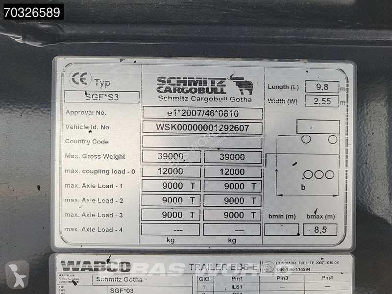 نصف مقطورة Schmitz Cargobull SGF*S3 3 axles...