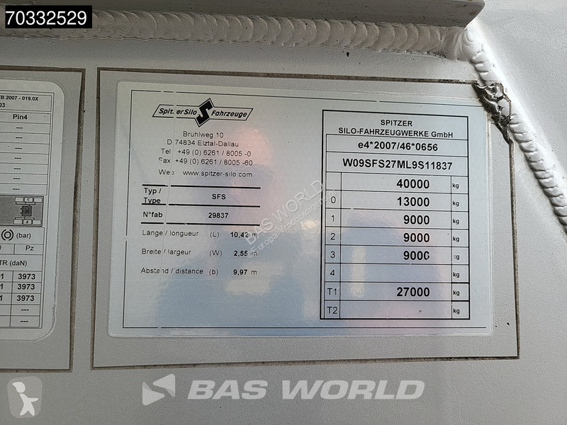 نصف مقطورة Spitzer SFS 2x Liftachse 39m3 Cement