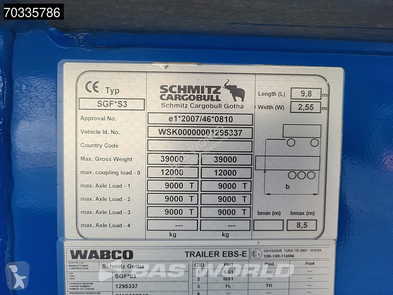 Oplegger Schmitz Cargobull SGF*S3 ISO Lift Axle
