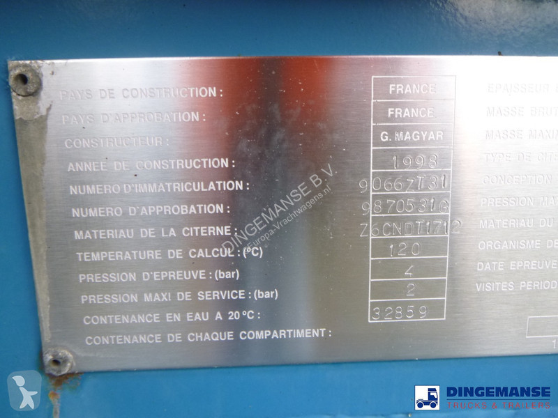 Semiremorca Magyar Chemical tank inox L4BH 32.8...
