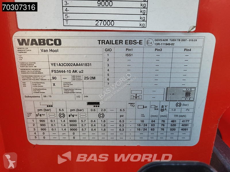 نصف مقطورة Van Hool 20ft