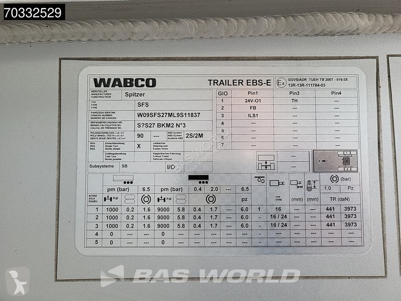 نصف مقطورة Spitzer SFS 2x Liftachse 39m3 Cement