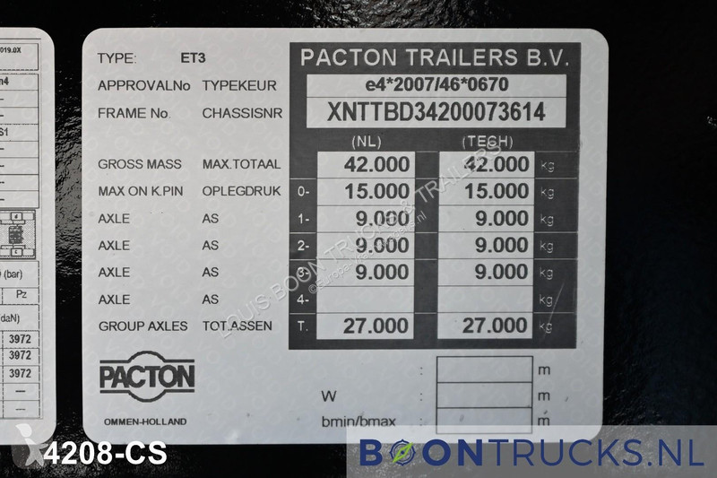 Напівпричіп Pacton TBD342 | KOOIAAP * HEFDAK *...