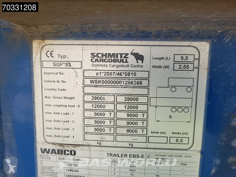 نصف مقطورة Schmitz Cargobull SGF*S3 Lift Axle...