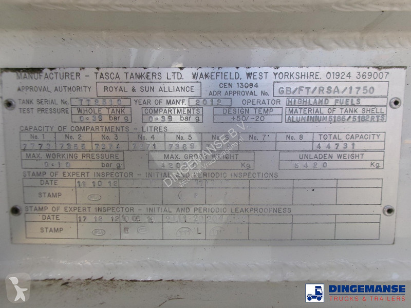Semi reboque  Fuel tank alu 44.7 m3 / 6 comp +...