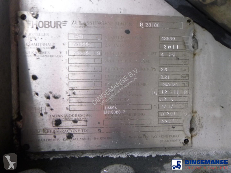 نصف مقطورة Burg Chemical tank inox L4BH 30 m3 /...