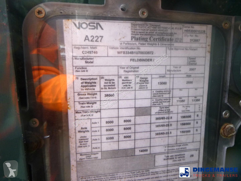 Oplegger Feldbinder Powder tank alu 60 m3...