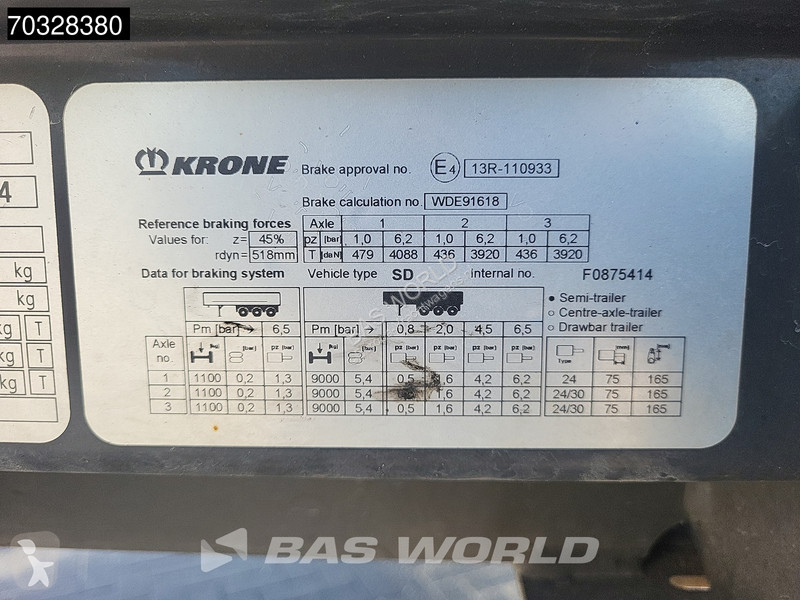 نصف مقطورة Krone 3 axles Anti Vandalism Sliding...