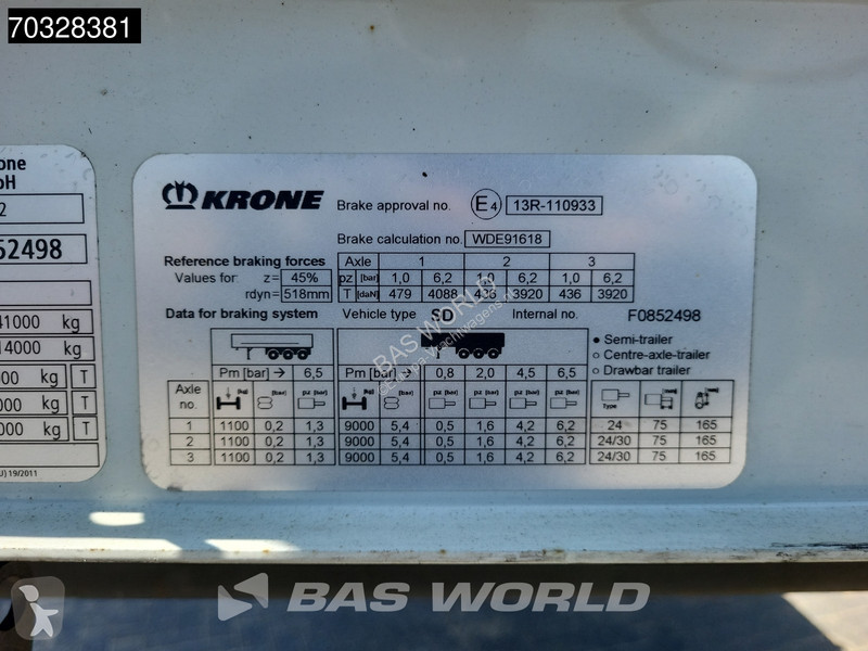 نصف مقطورة Krone 3 axles Anti Vandalism Sliding...