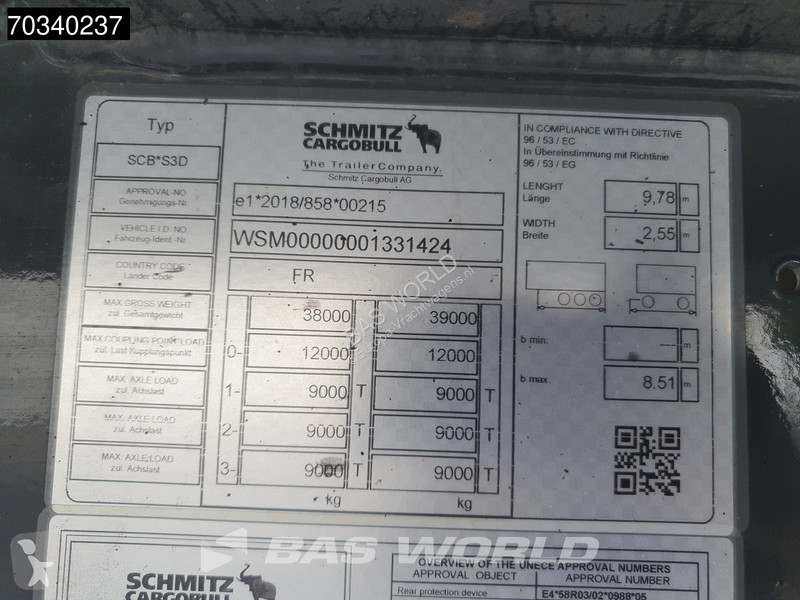 Schmitz Cargobull SCB*S3D 3 axles ALU Lift Axle...