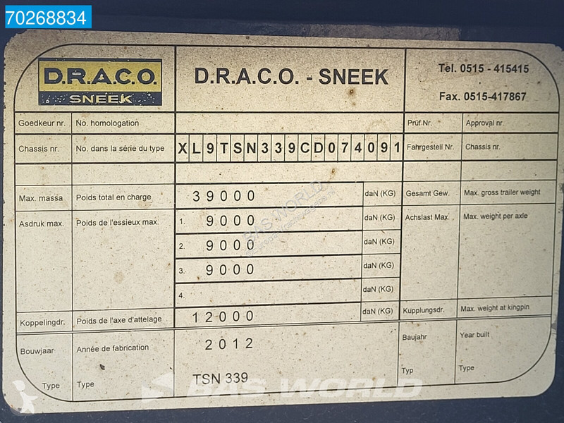 Semi reboque Draco TSN- 339 3 axles NL-Trailer...