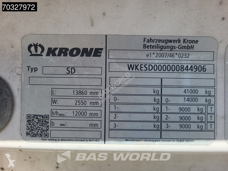 Krone 3 axles Closed semi-trailer