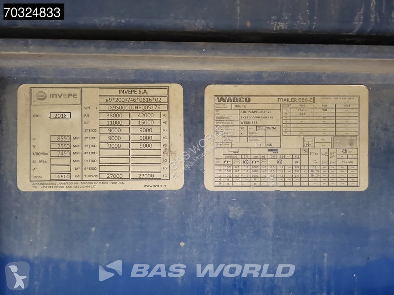 Semi remorque Invepe SBOP3SPB0851E22 3 axles...