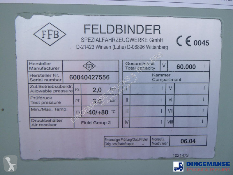 Feldbinder Powder tank alu 60 m3 (tipping)...