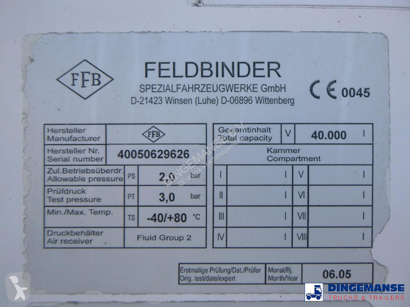 Semi remorque Feldbinder Powder tank alu 40 m3...