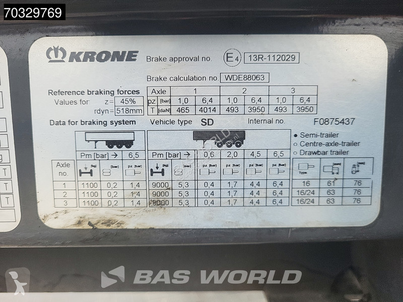 Semi remorque Krone 3 axles