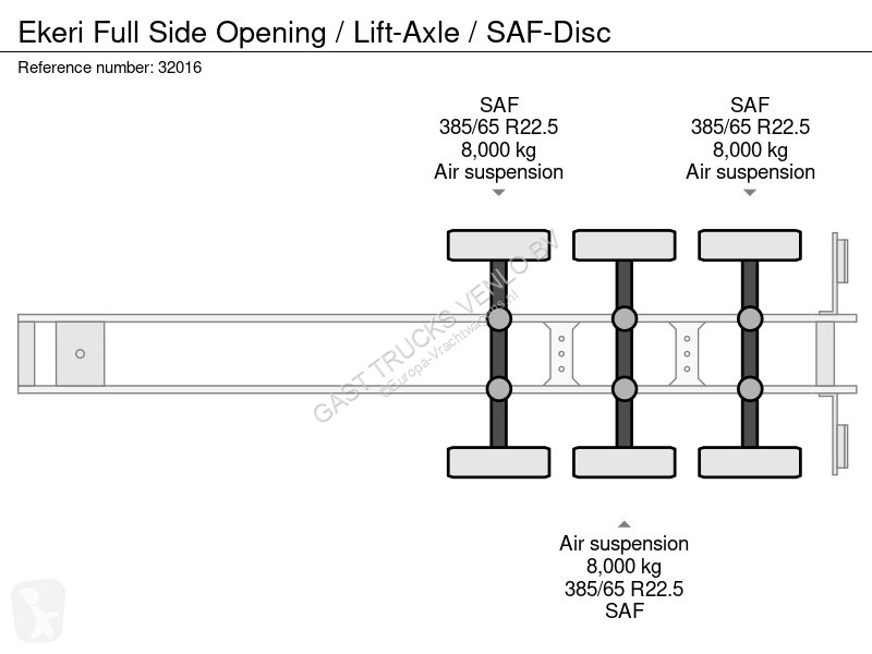 نصف مقطورة Ekeri Full Side Opening / Lift-Axle...